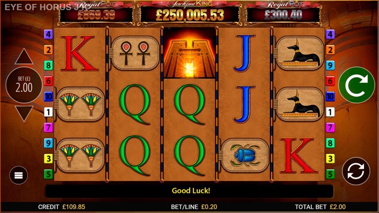 Blueprint Gaming adds Eye of Horus to its Jackpot King series
