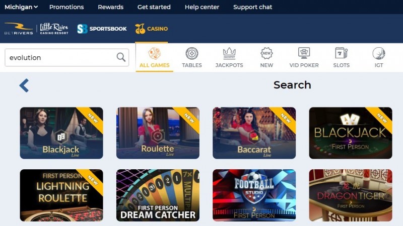 Rush Street's BetRivers launches online live games in Michigan