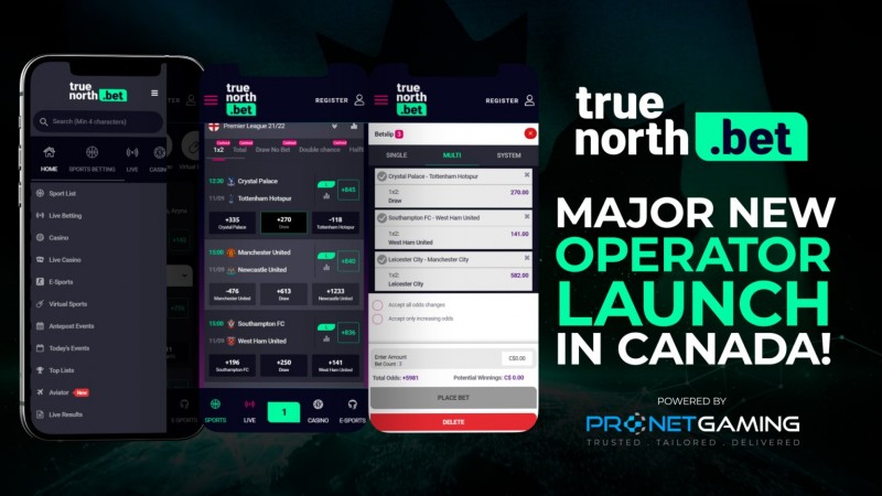 El operador canadiense True North debuta con un casino y apuestas deportivas online junto a Pronet Gaming