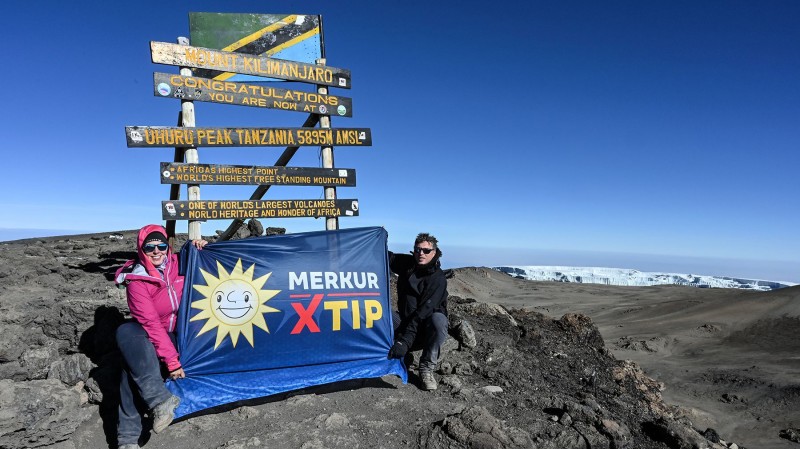 Merkur employees climb highest African mountain to display brand flag at summit; film documentary